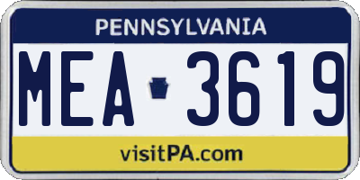 PA license plate MEA3619