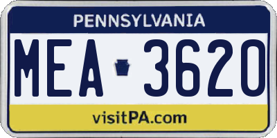 PA license plate MEA3620