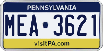 PA license plate MEA3621