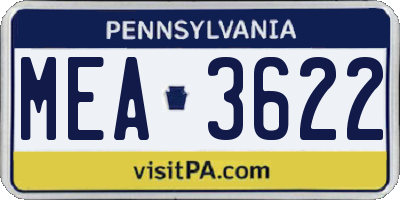 PA license plate MEA3622