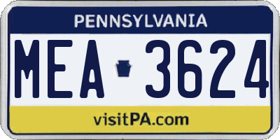 PA license plate MEA3624