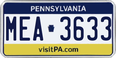 PA license plate MEA3633