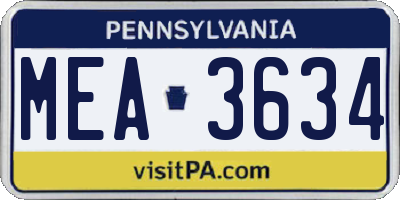PA license plate MEA3634