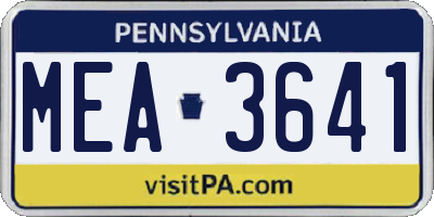 PA license plate MEA3641