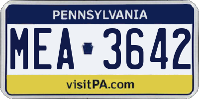 PA license plate MEA3642