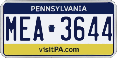 PA license plate MEA3644