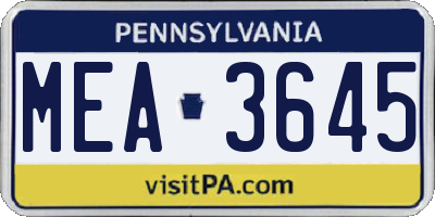 PA license plate MEA3645