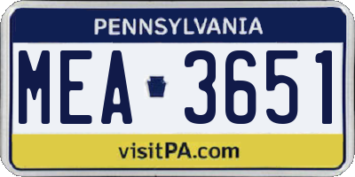 PA license plate MEA3651