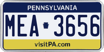 PA license plate MEA3656
