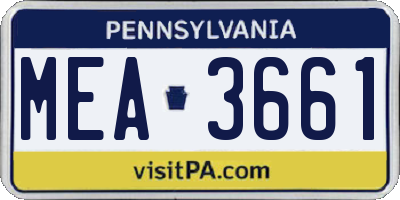 PA license plate MEA3661