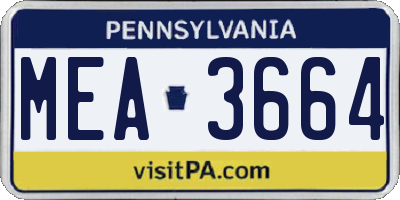 PA license plate MEA3664