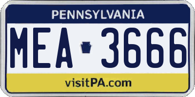 PA license plate MEA3666