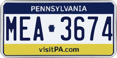 PA license plate MEA3674