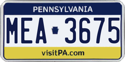 PA license plate MEA3675