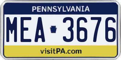 PA license plate MEA3676