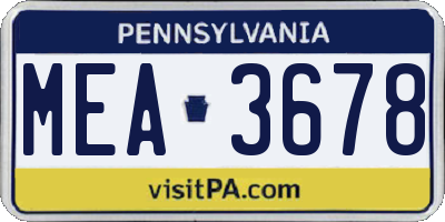 PA license plate MEA3678