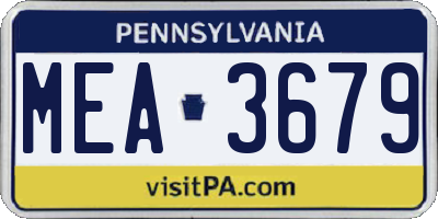 PA license plate MEA3679
