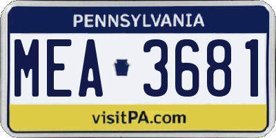 PA license plate MEA3681