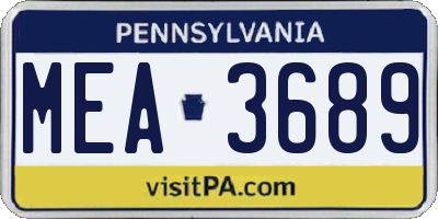 PA license plate MEA3689