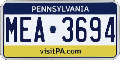 PA license plate MEA3694