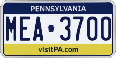 PA license plate MEA3700