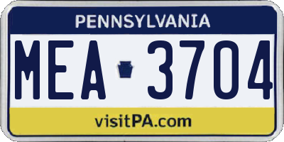 PA license plate MEA3704