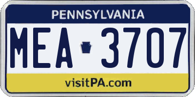 PA license plate MEA3707
