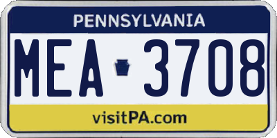 PA license plate MEA3708