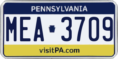 PA license plate MEA3709