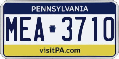 PA license plate MEA3710