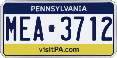 PA license plate MEA3712