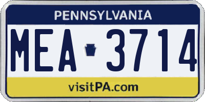 PA license plate MEA3714