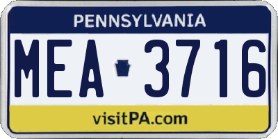 PA license plate MEA3716