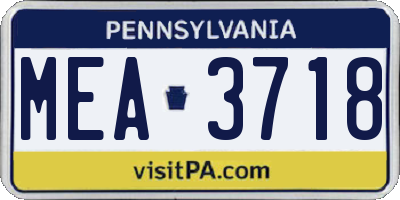 PA license plate MEA3718