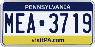 PA license plate MEA3719