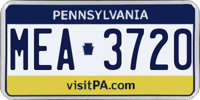 PA license plate MEA3720