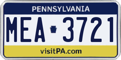 PA license plate MEA3721