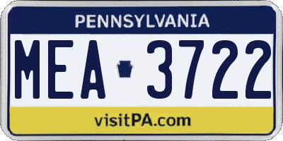 PA license plate MEA3722