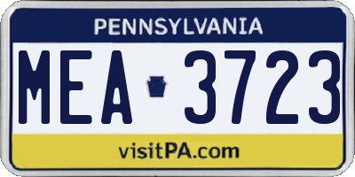 PA license plate MEA3723