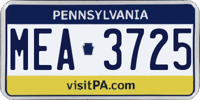 PA license plate MEA3725