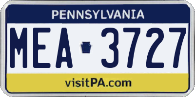 PA license plate MEA3727