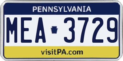 PA license plate MEA3729