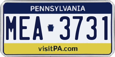 PA license plate MEA3731