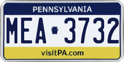 PA license plate MEA3732