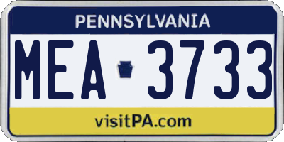 PA license plate MEA3733
