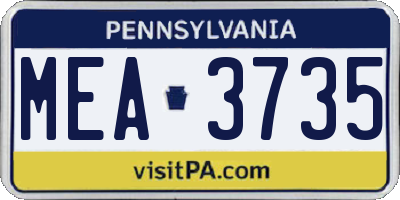 PA license plate MEA3735