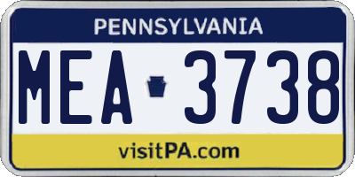PA license plate MEA3738