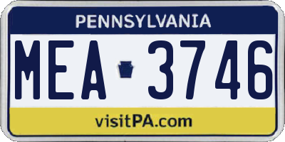 PA license plate MEA3746