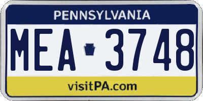 PA license plate MEA3748