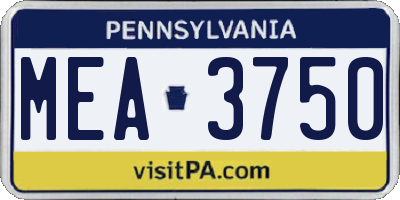 PA license plate MEA3750